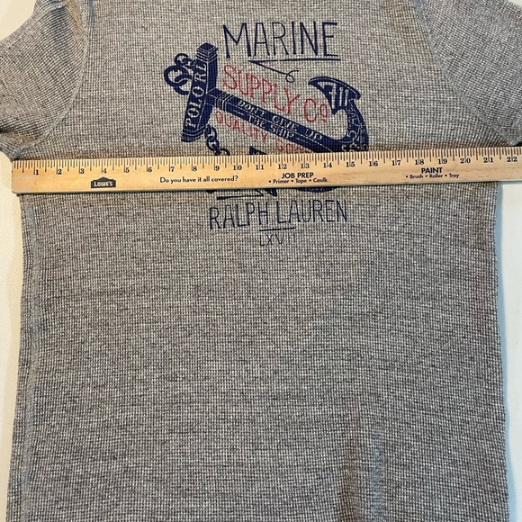 Men’s Polo Ralph Lauren Waffle Knit Graphic Thermal XL Grey & Blue Nautical GUC - Picture 5 of 7